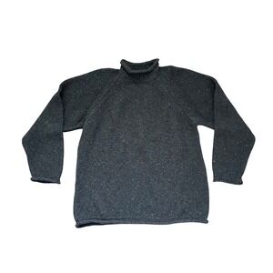 Paul James vtg Made in England Wool Fisherman Sweater Grey Mens XL Chunky preppy